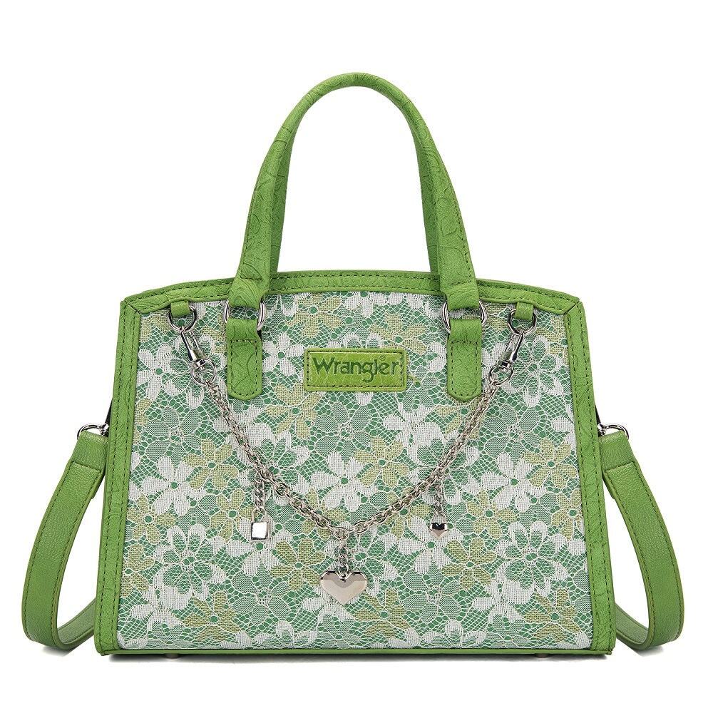 Wrangler Western Lace w/ Chain Charm Small Satchel OR Crossbody Bag - Green